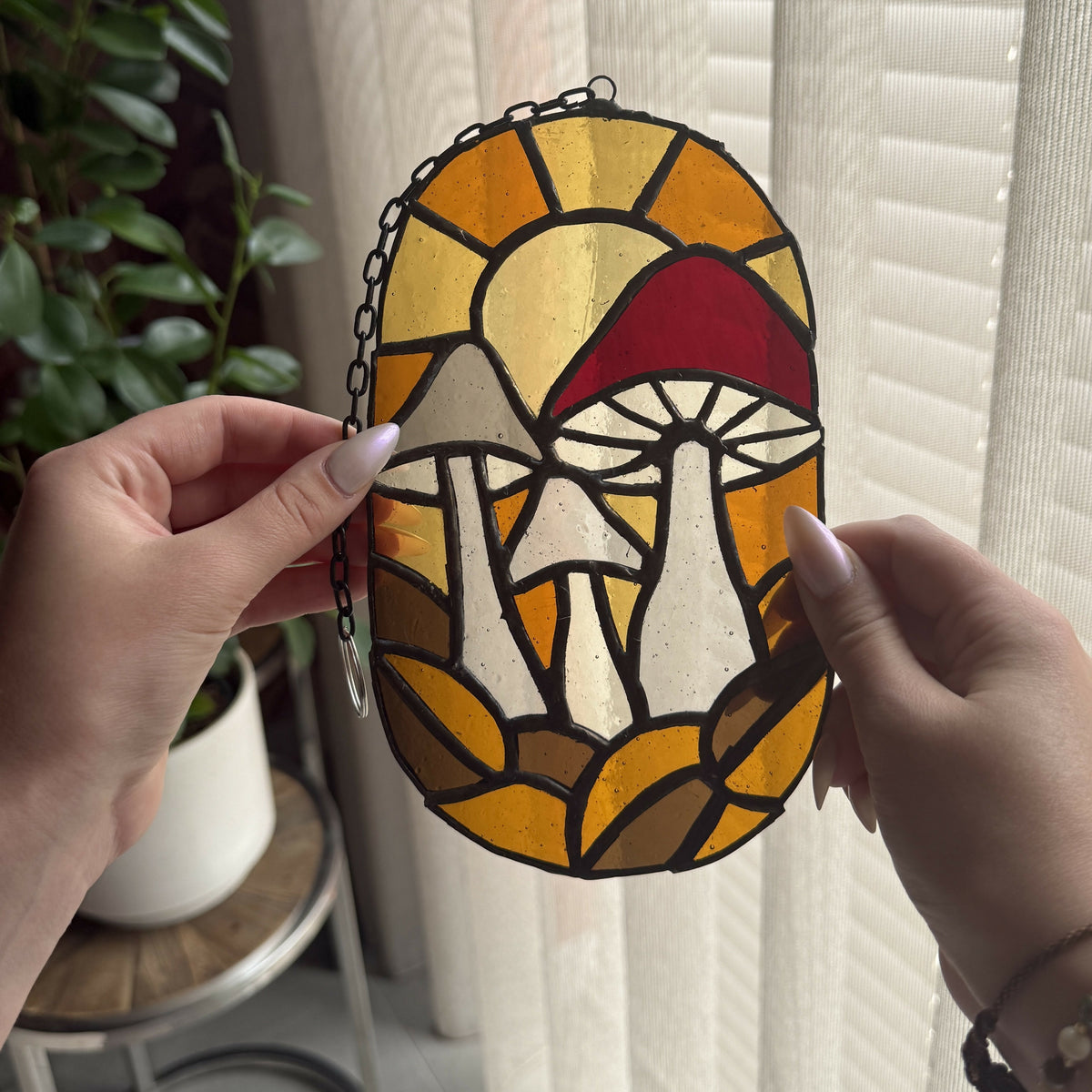 Glas-in-lood paddenstoelen