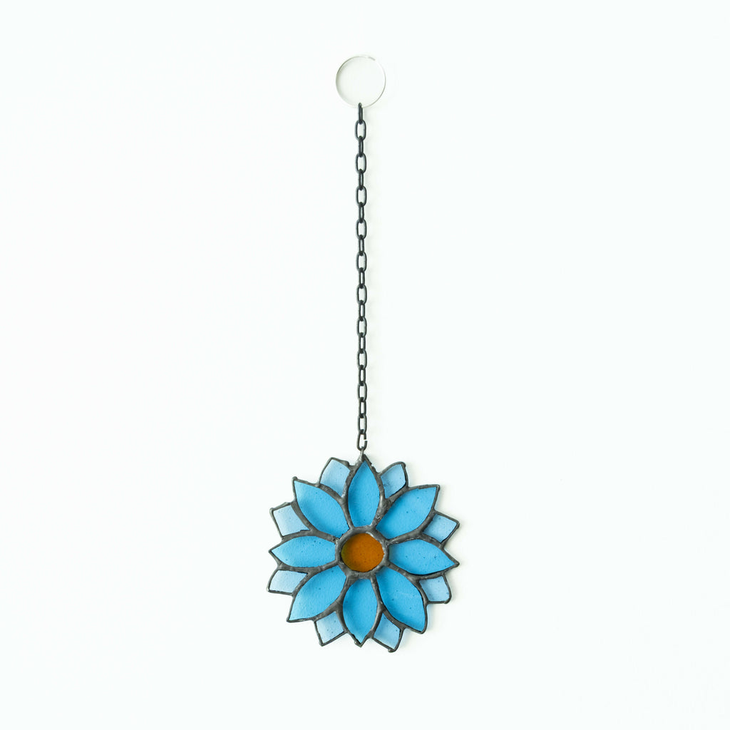 Glas in lood mini bloem blauw