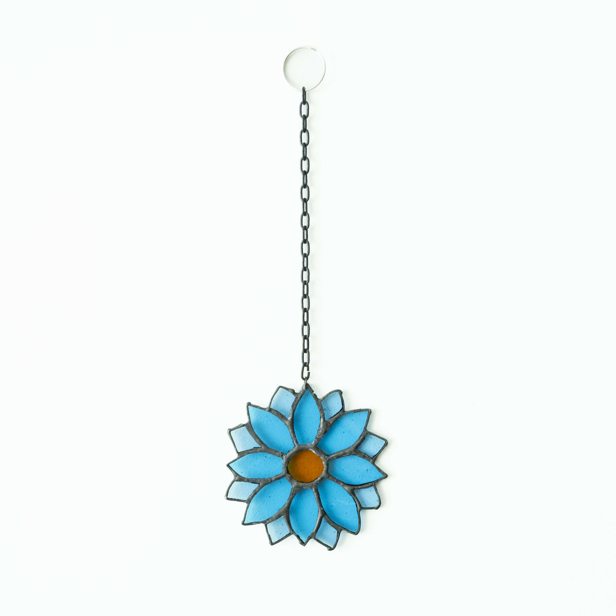 Glas in lood mini bloem blauw