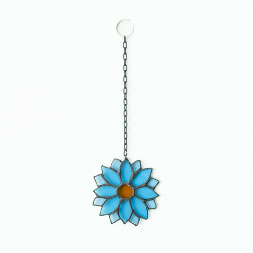 Glas-in-lood minibloem blauw van Studio Sunstream – foto 2