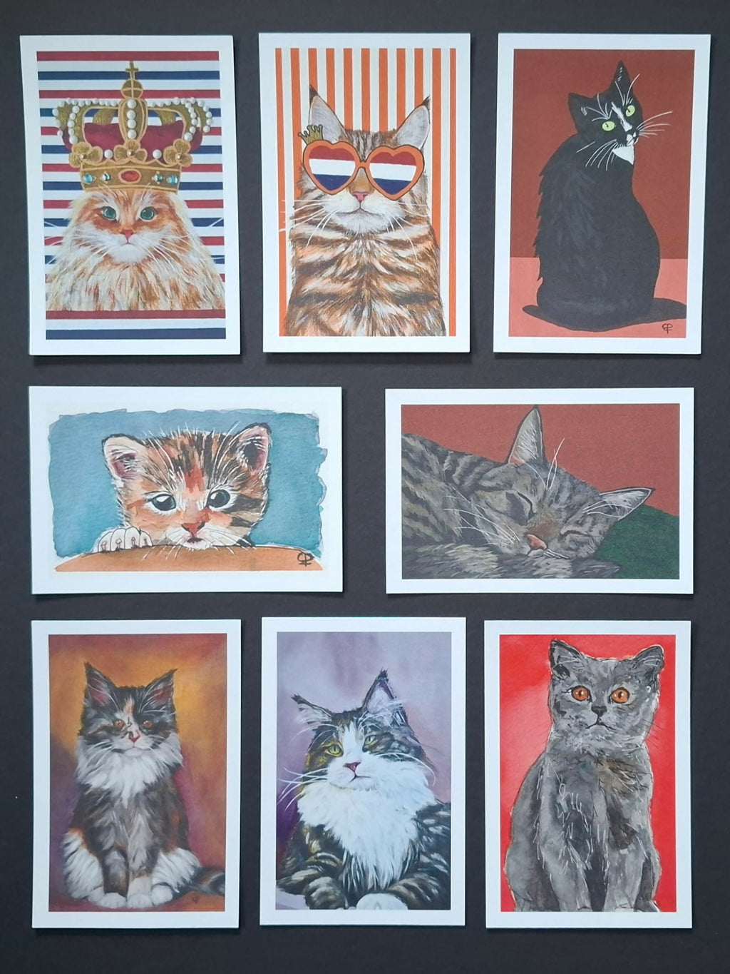 Set of 8 Cat Art Prints – A Purrfect Gift for Cat Lovers