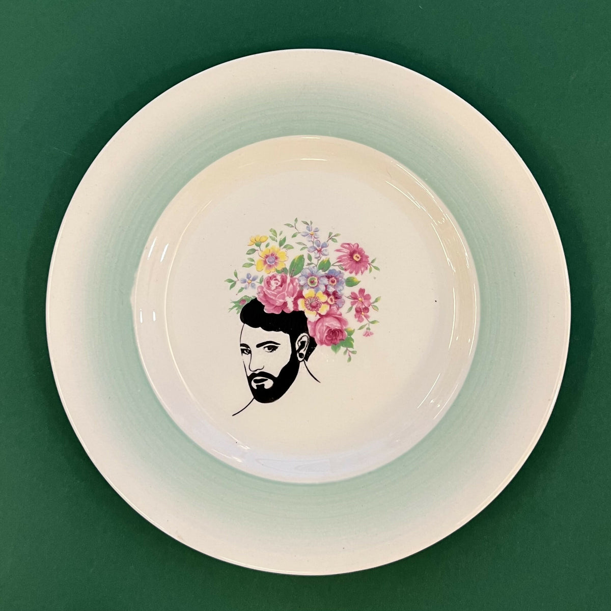Paolo Barret – bloemenbord met gezeefdrukte illustratie van VlechtwerkDelft