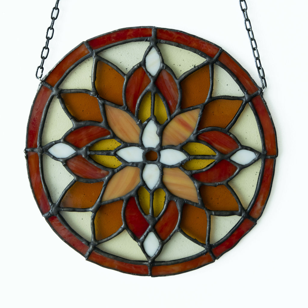 Glas-in-lood mandala rood