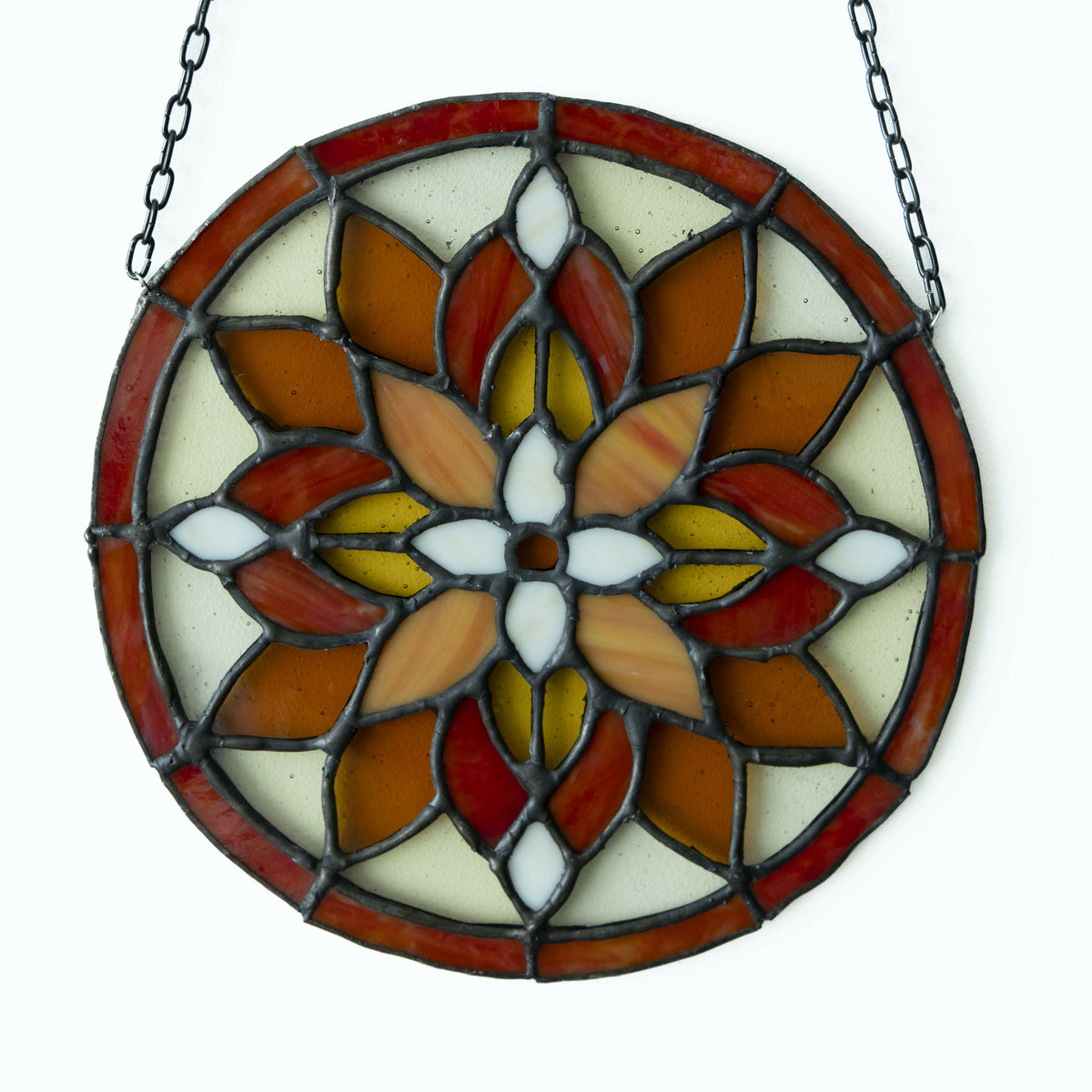 Glas-in-lood mandala rood