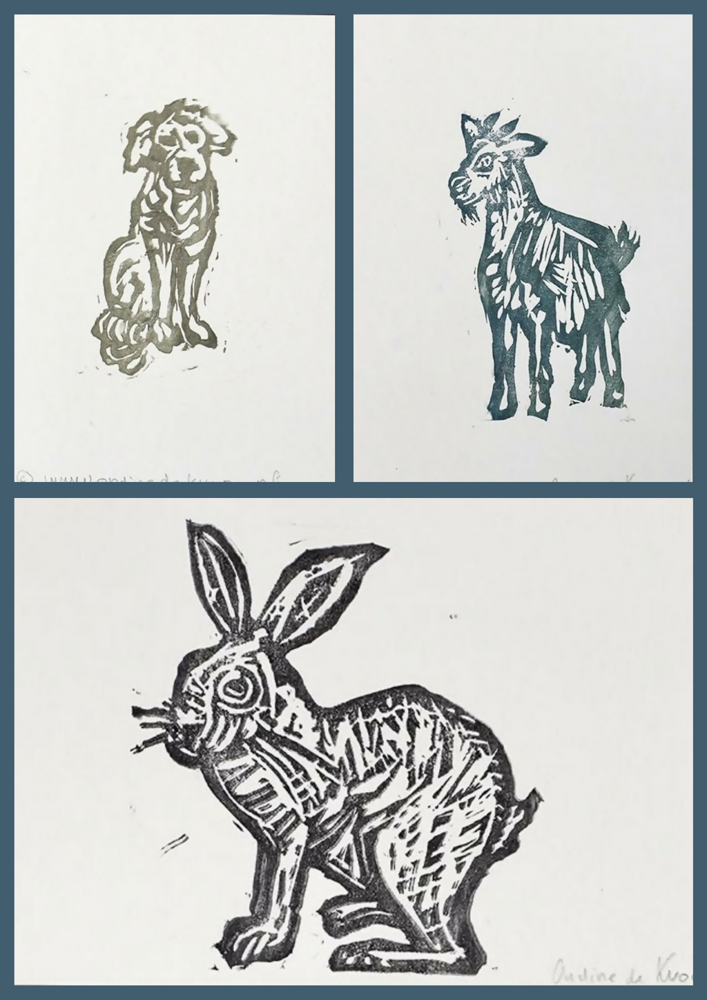 At the farm - Set of 3 postcards/prints