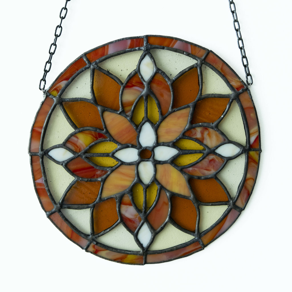 Glas-in-lood mandala rood