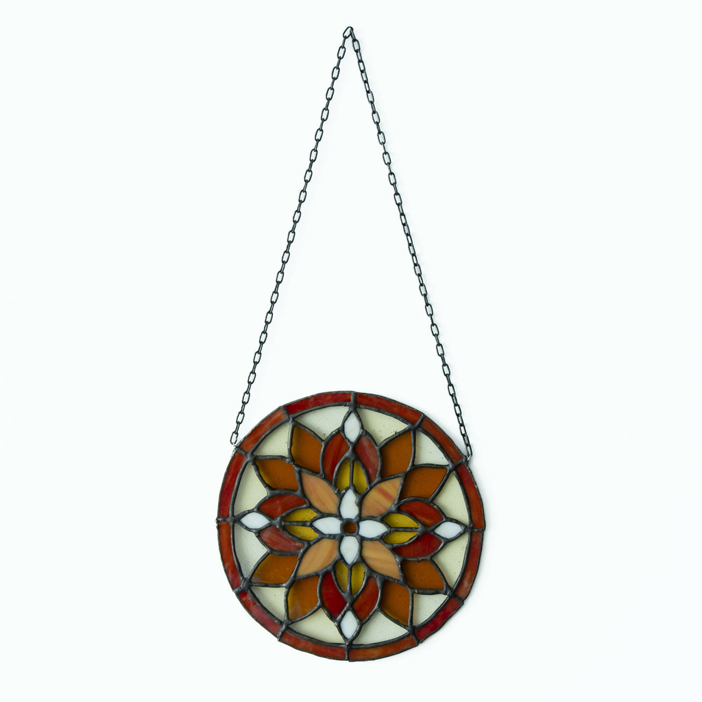 Glas-in-lood mandala rood