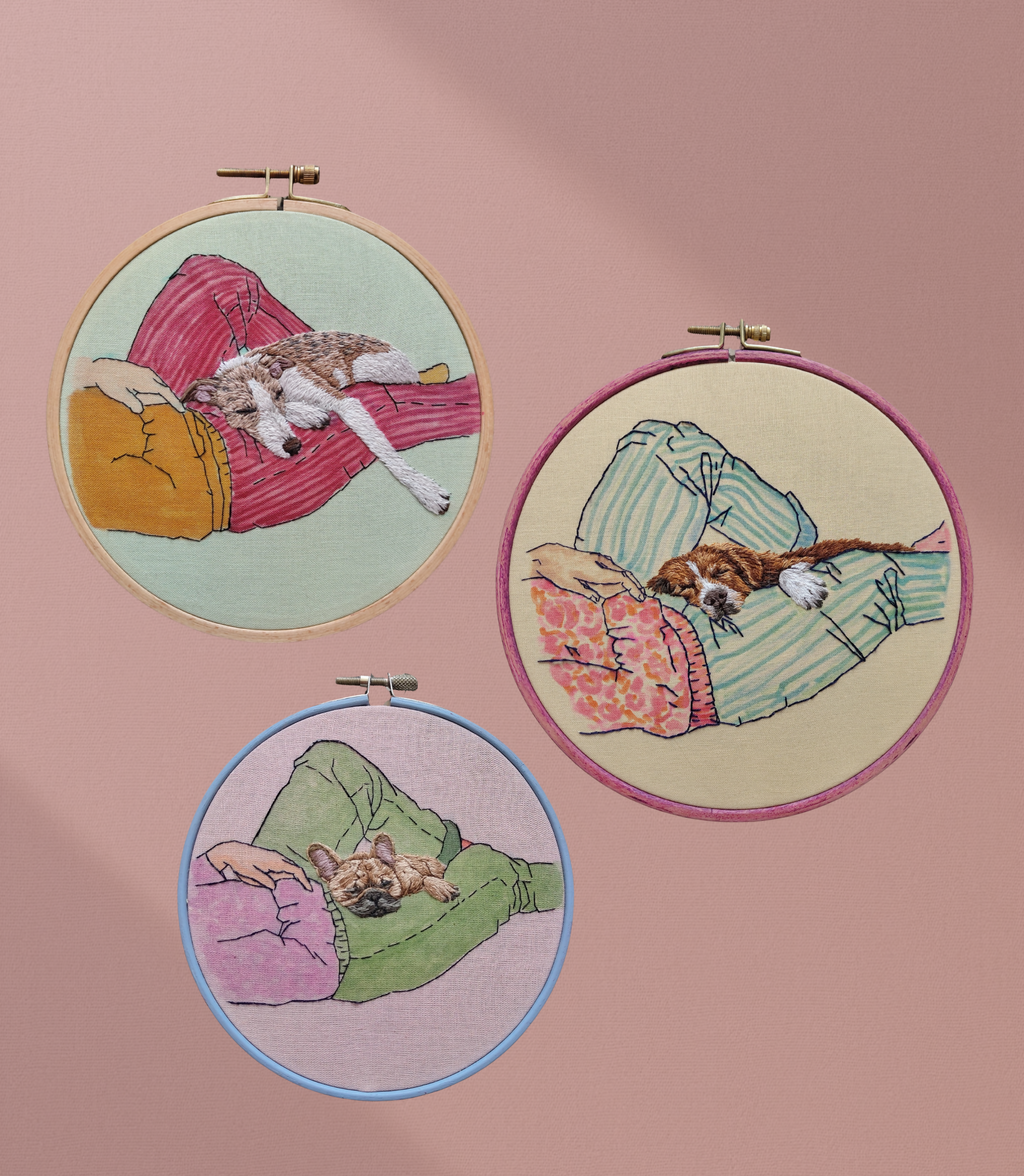 Custom dog portrait - choose your own breed, embroidery by Janneke Embroidery