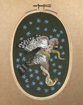 Buzzard fighting snake embroidery