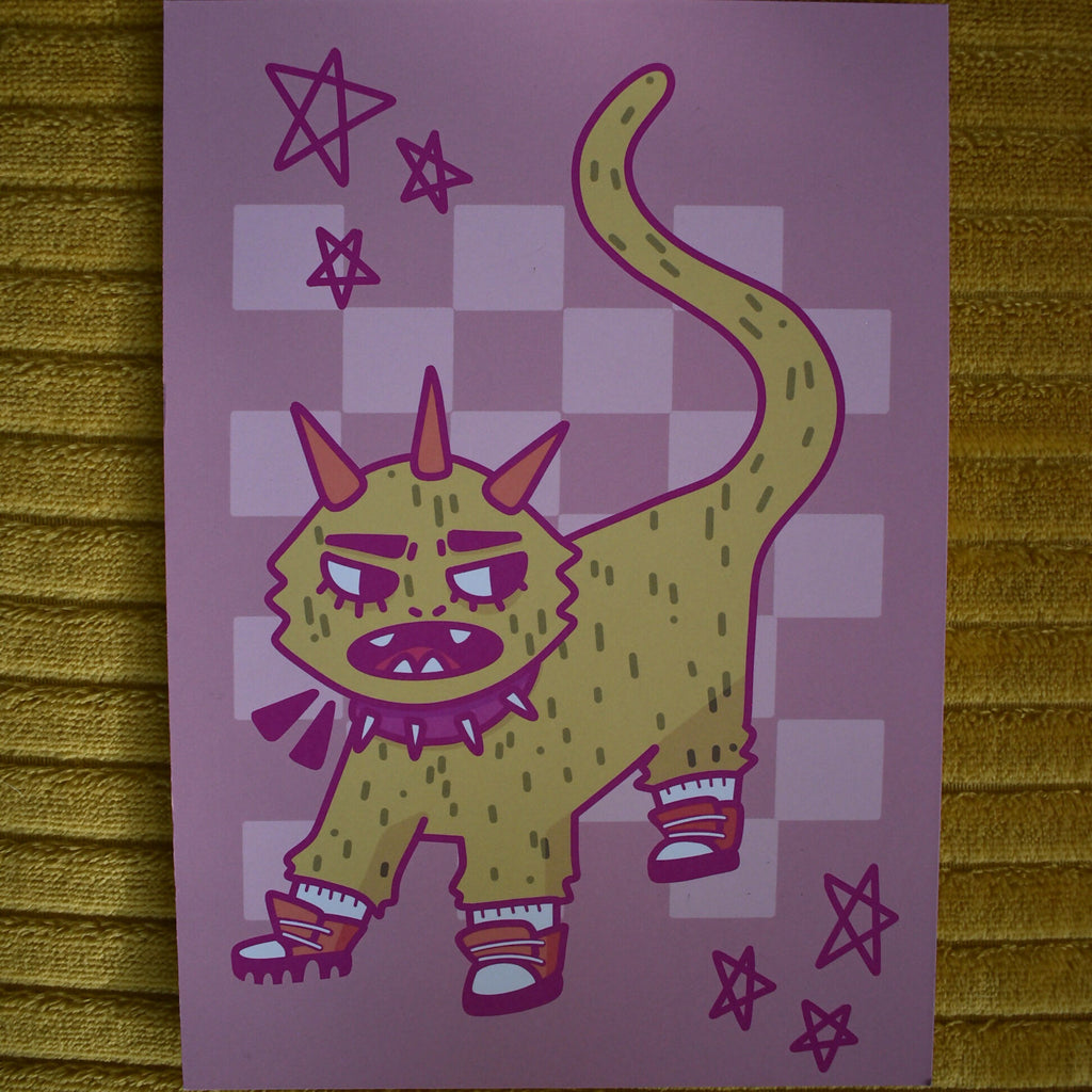Gedrukte afbeelding van stekelig kattenmonster