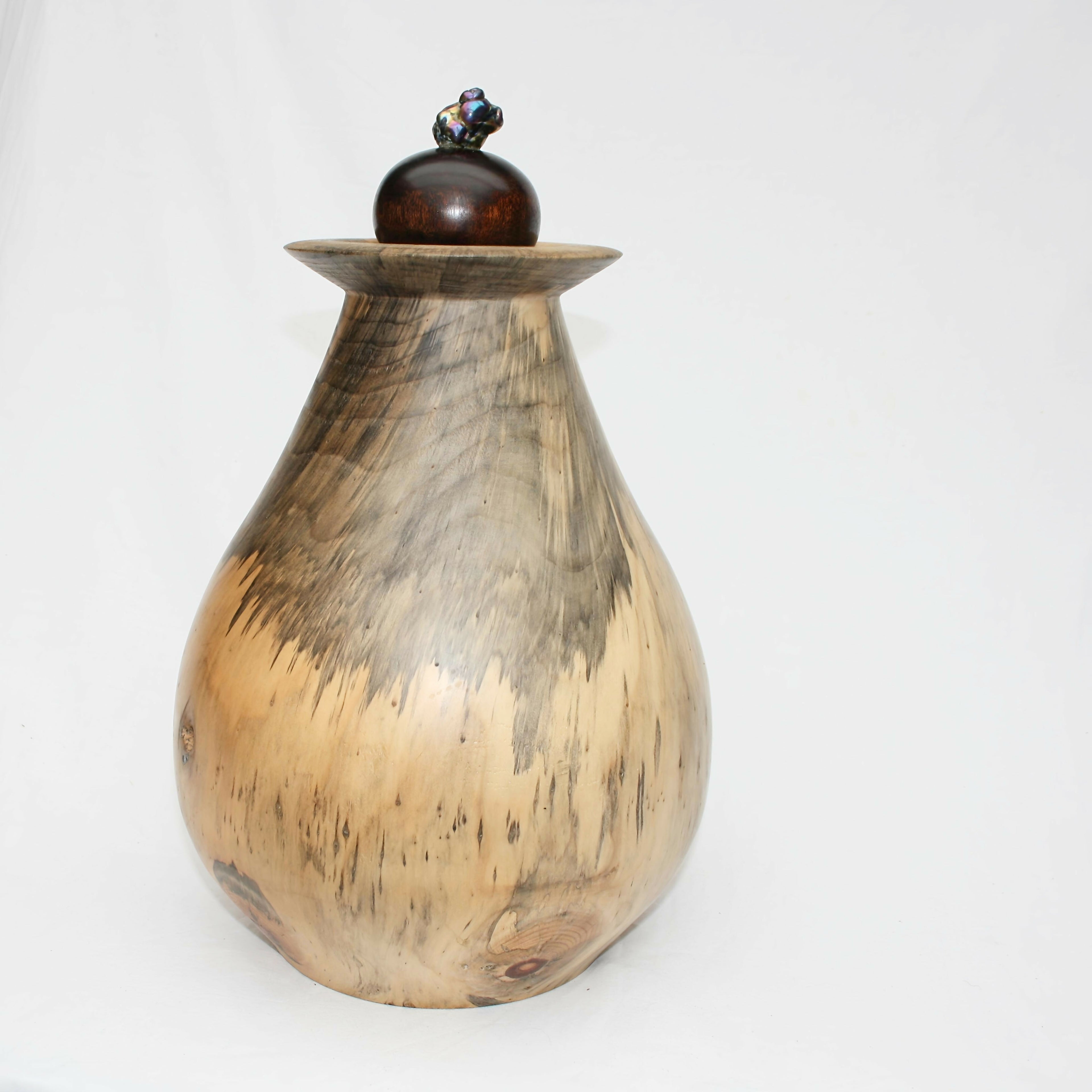 Vase or Urn with bornite gemstone