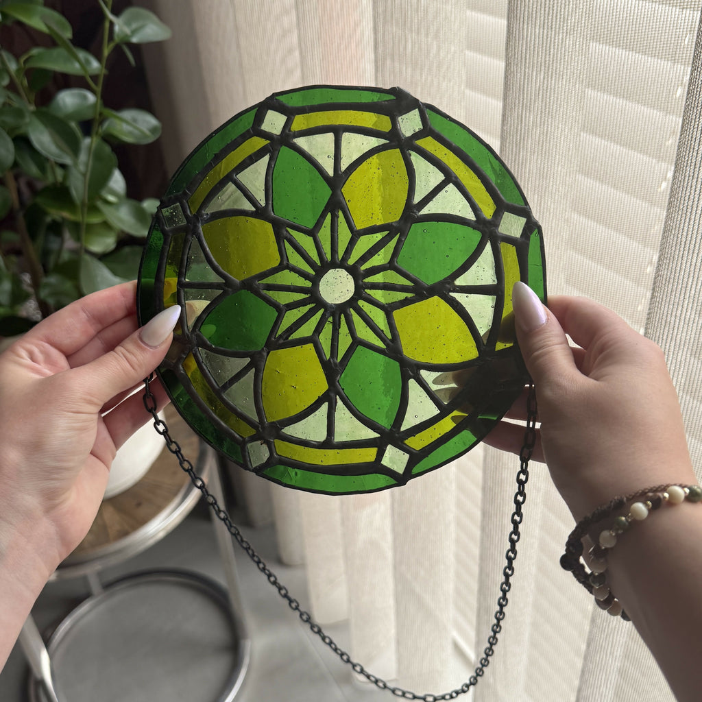 Glas-in-lood Mandala Groen