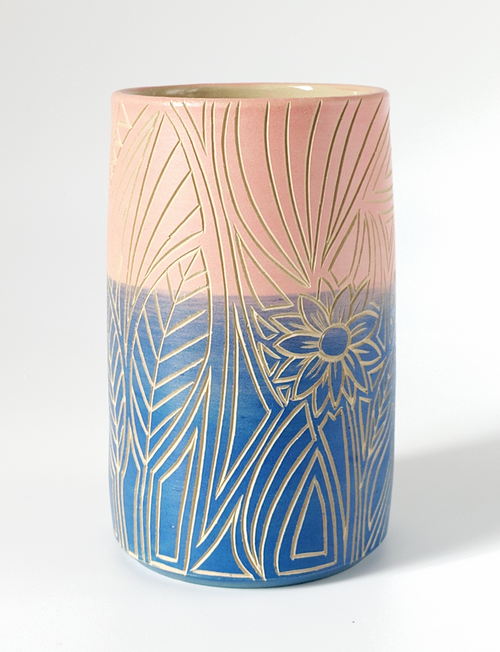Blauw-roze zonvaas
