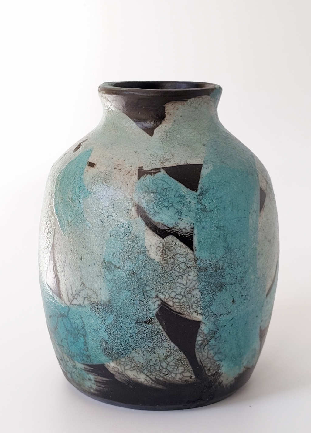Raku-vaas turquoise van Sabrina keramiek