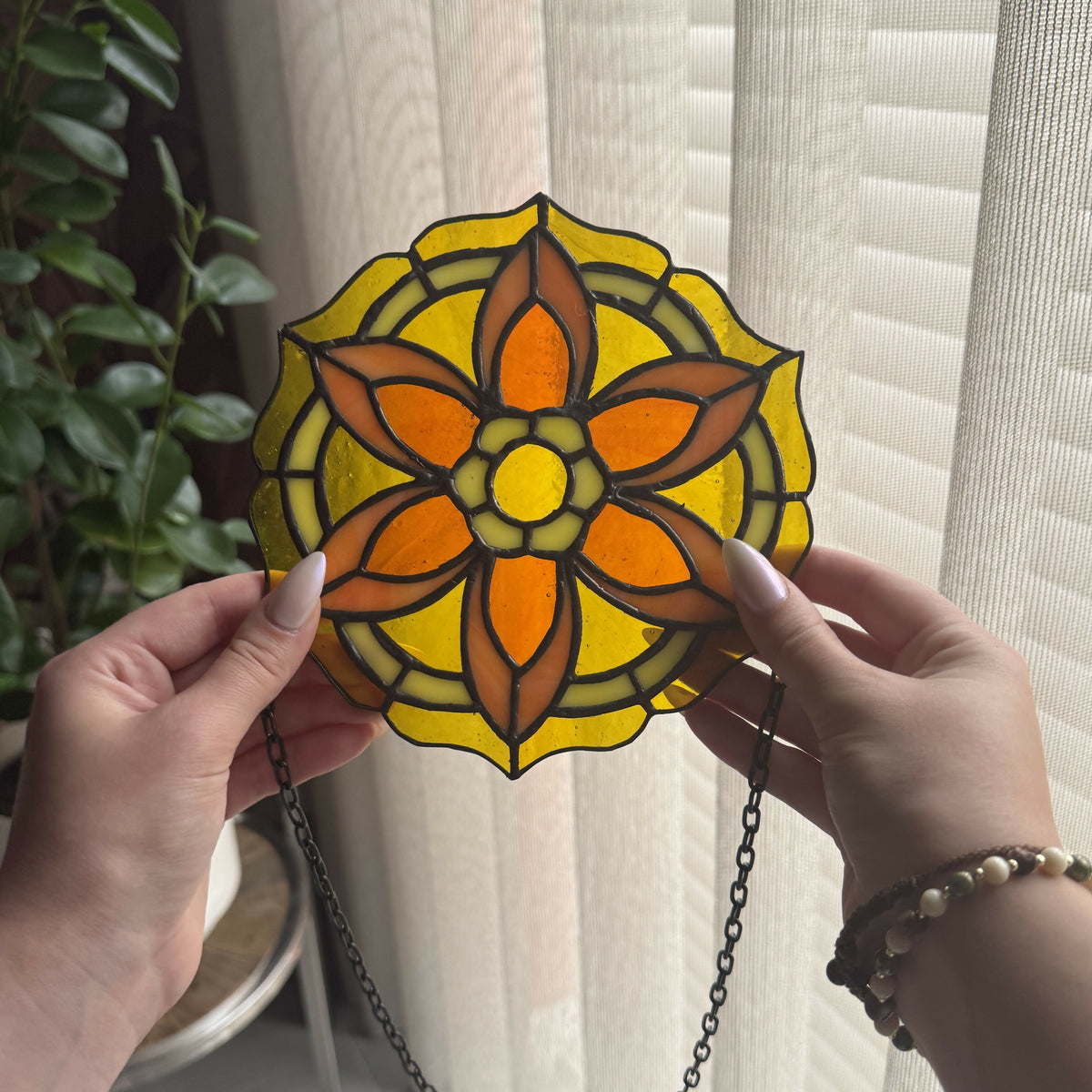 Glas in lood Mandala Geel/Oranje