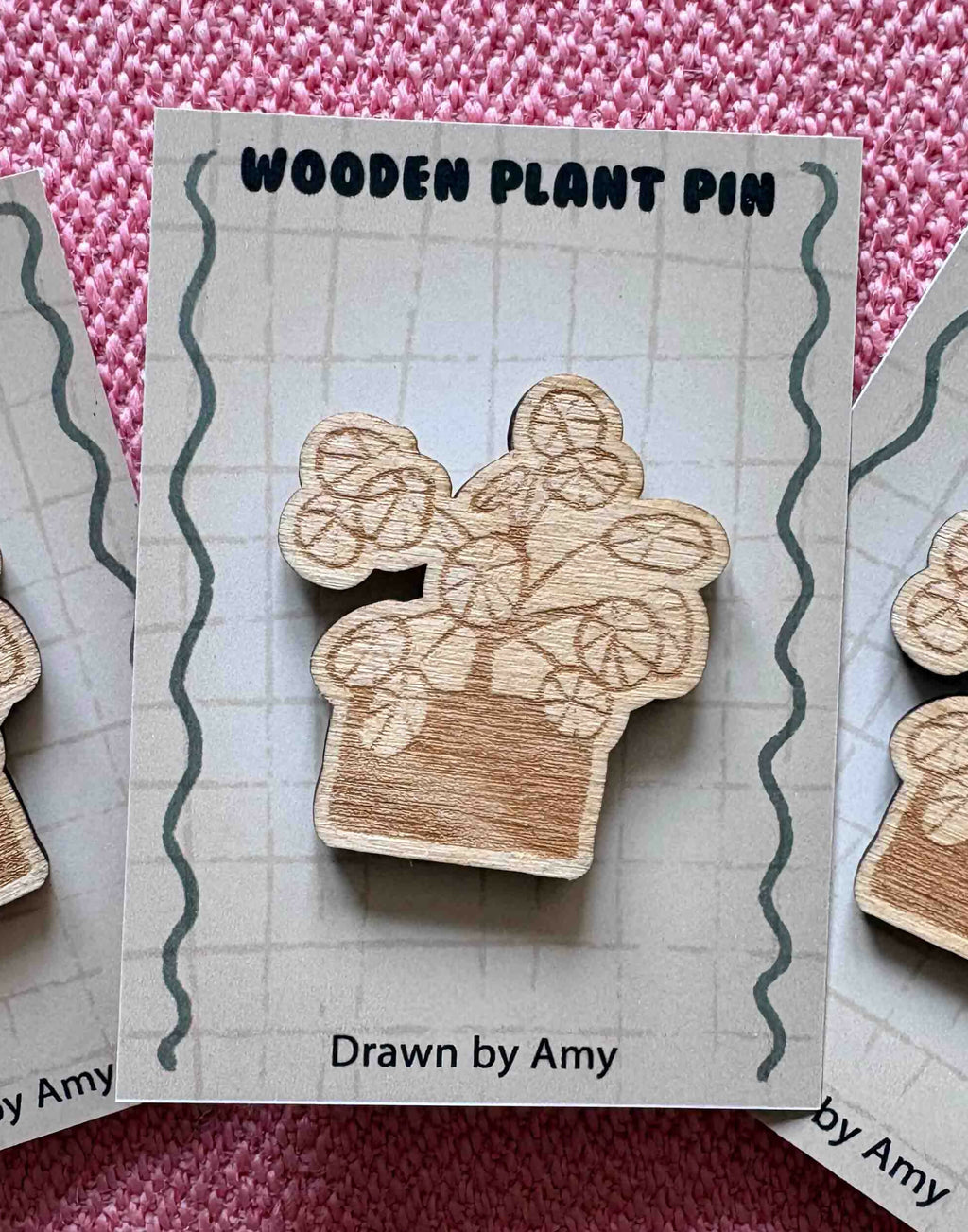 Wooden Money Plant Pin