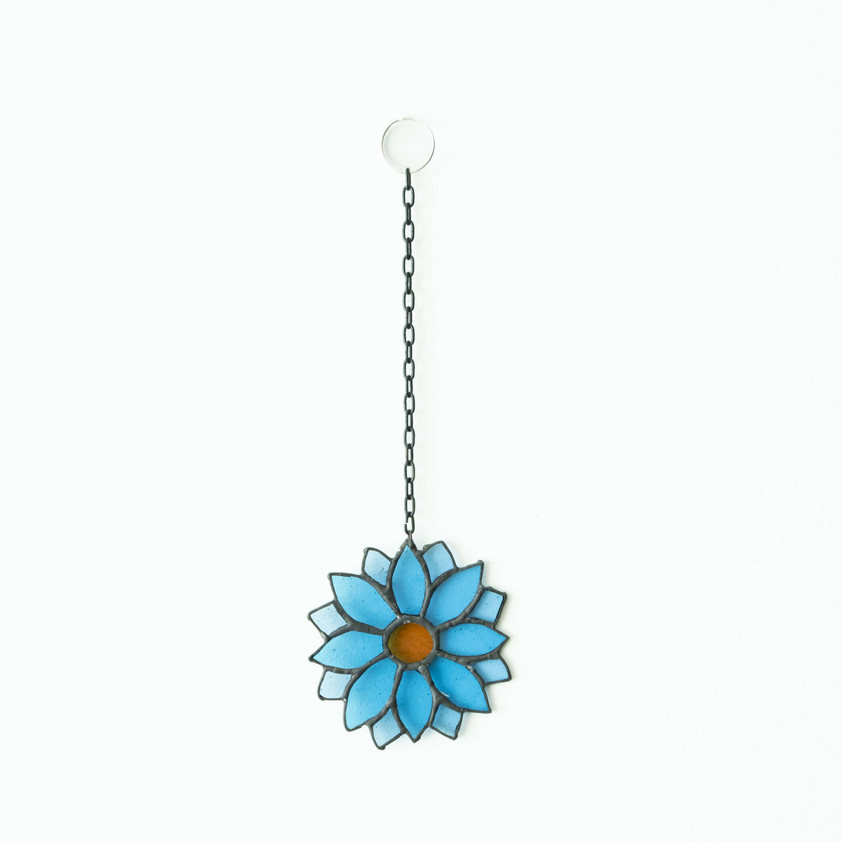 Glas in lood mini bloem blauw