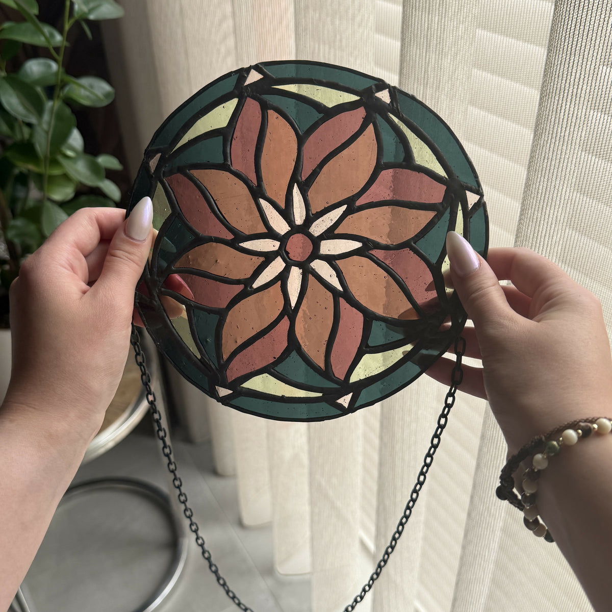 Stained Glass Mandala Pink/Green