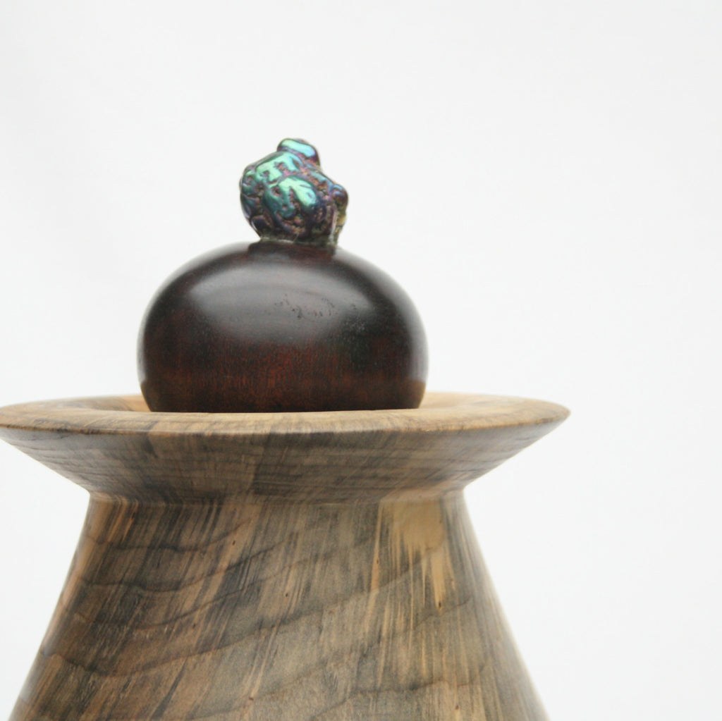 Vase or Urn with bornite gemstone