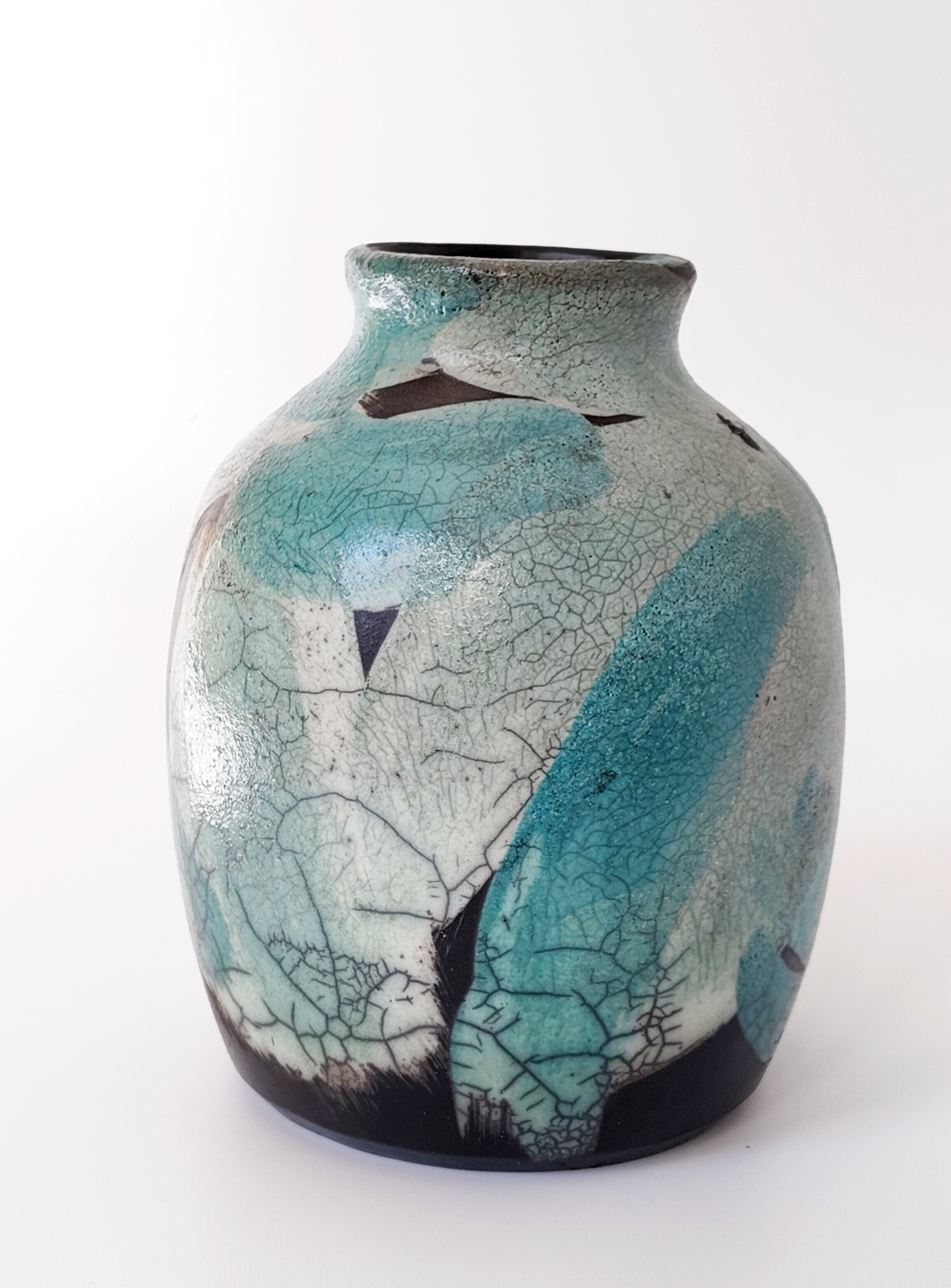 Raku-vaas turquoise van Sabrina keramiek – foto 3