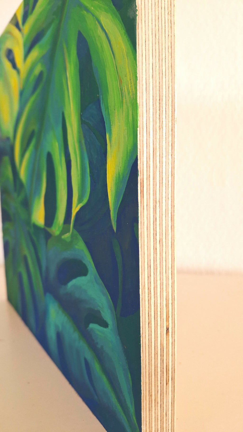 Kleurrijk Monstera Schilderij op Hout