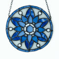 Glas-in-lood mandala blauw/wit