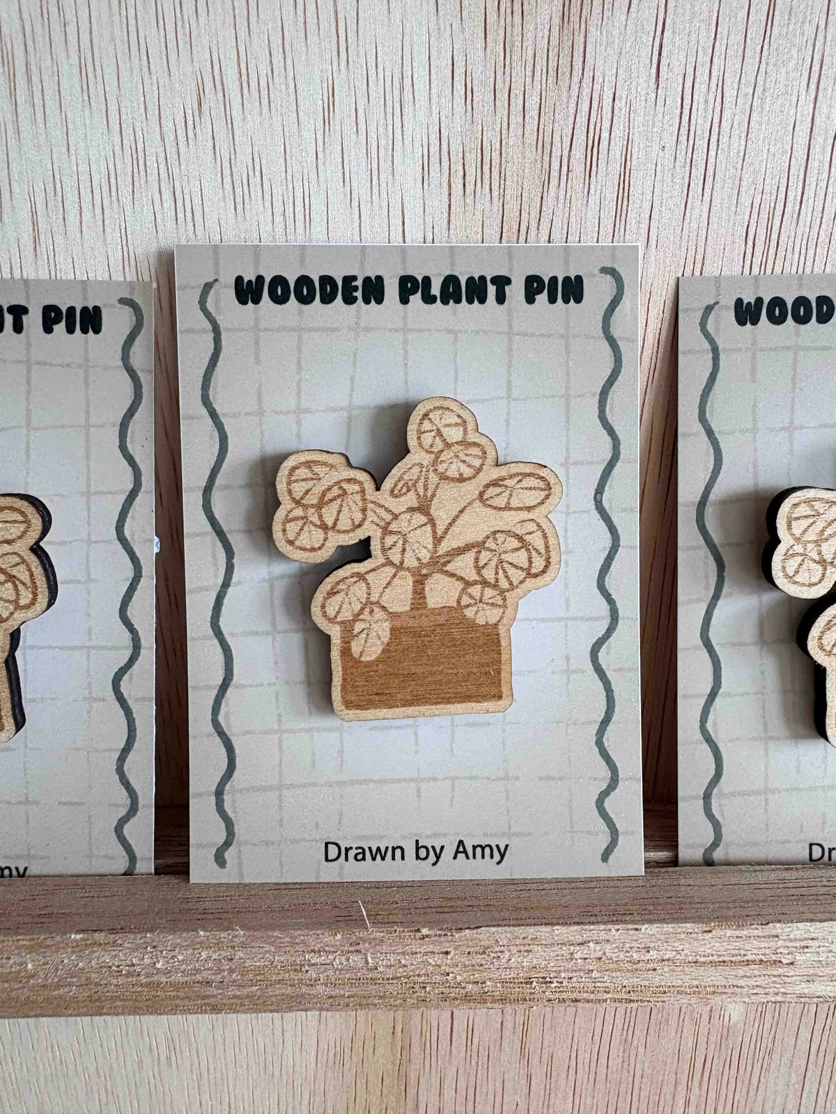 Wooden Money Plant Pin