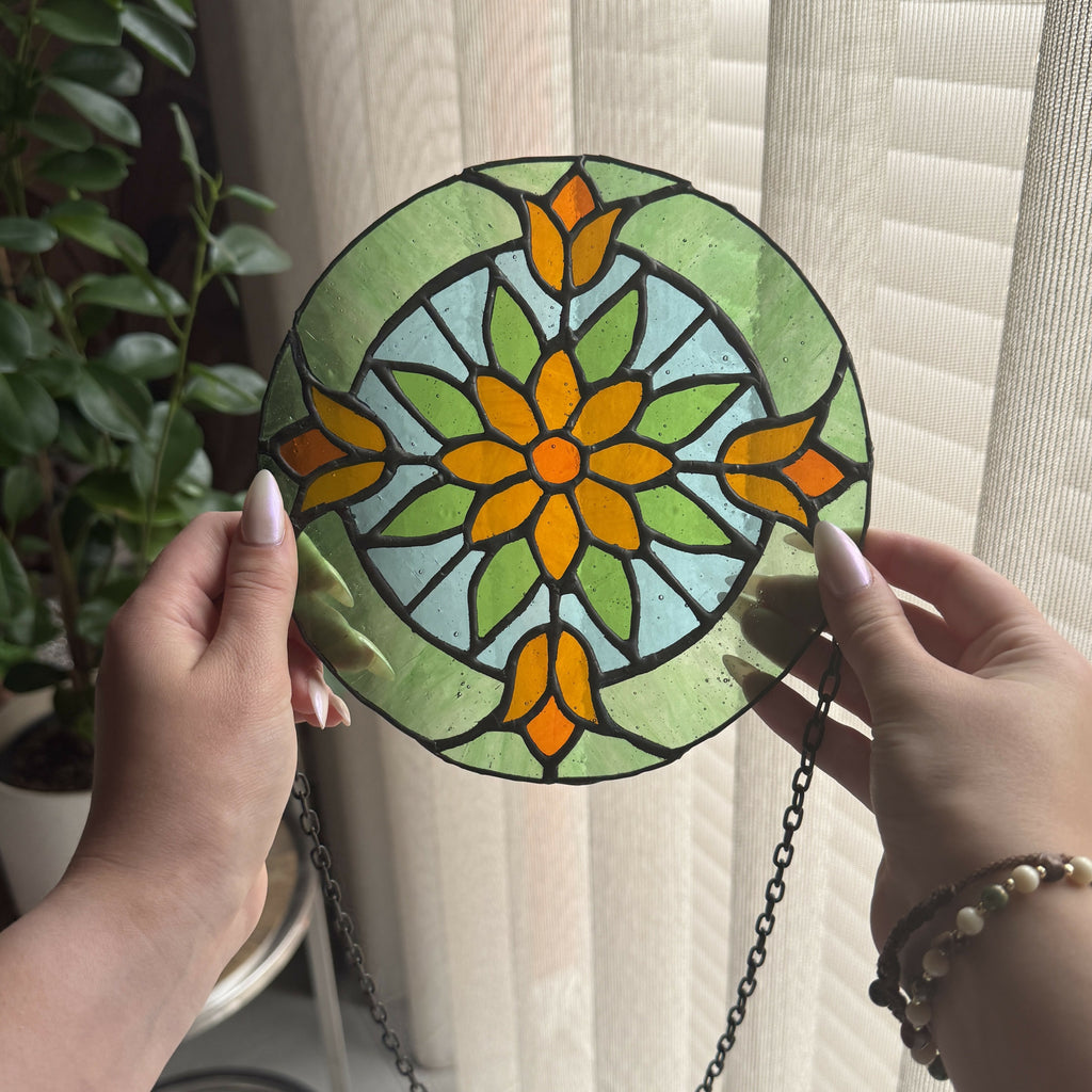 Glas in lood mandala bloem