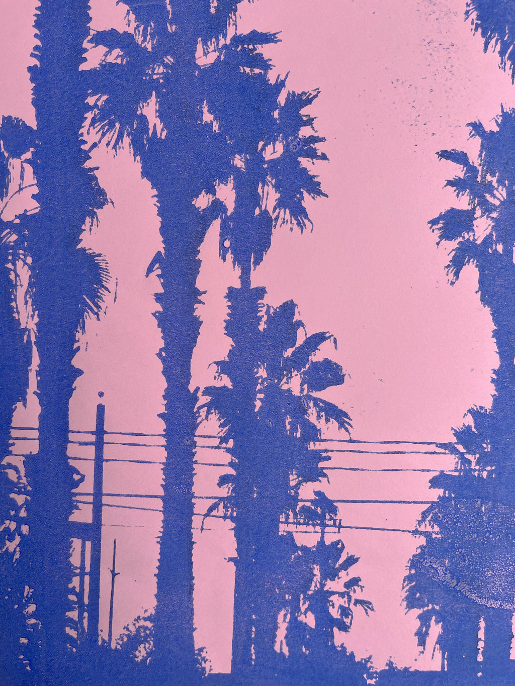ORIGINELE PALM SCENE MONOPRINT - LICHTROZE
