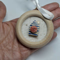 Stripy blue mini house with flower by Travelling Goods